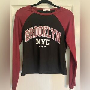 Birch and Stone Brooklyn NY Maroon & Black long sleeve tee; Size: M